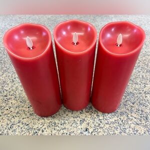 Red LED Flameless Candles - Set of 3